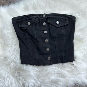 Black Denim Button-Up Bustier